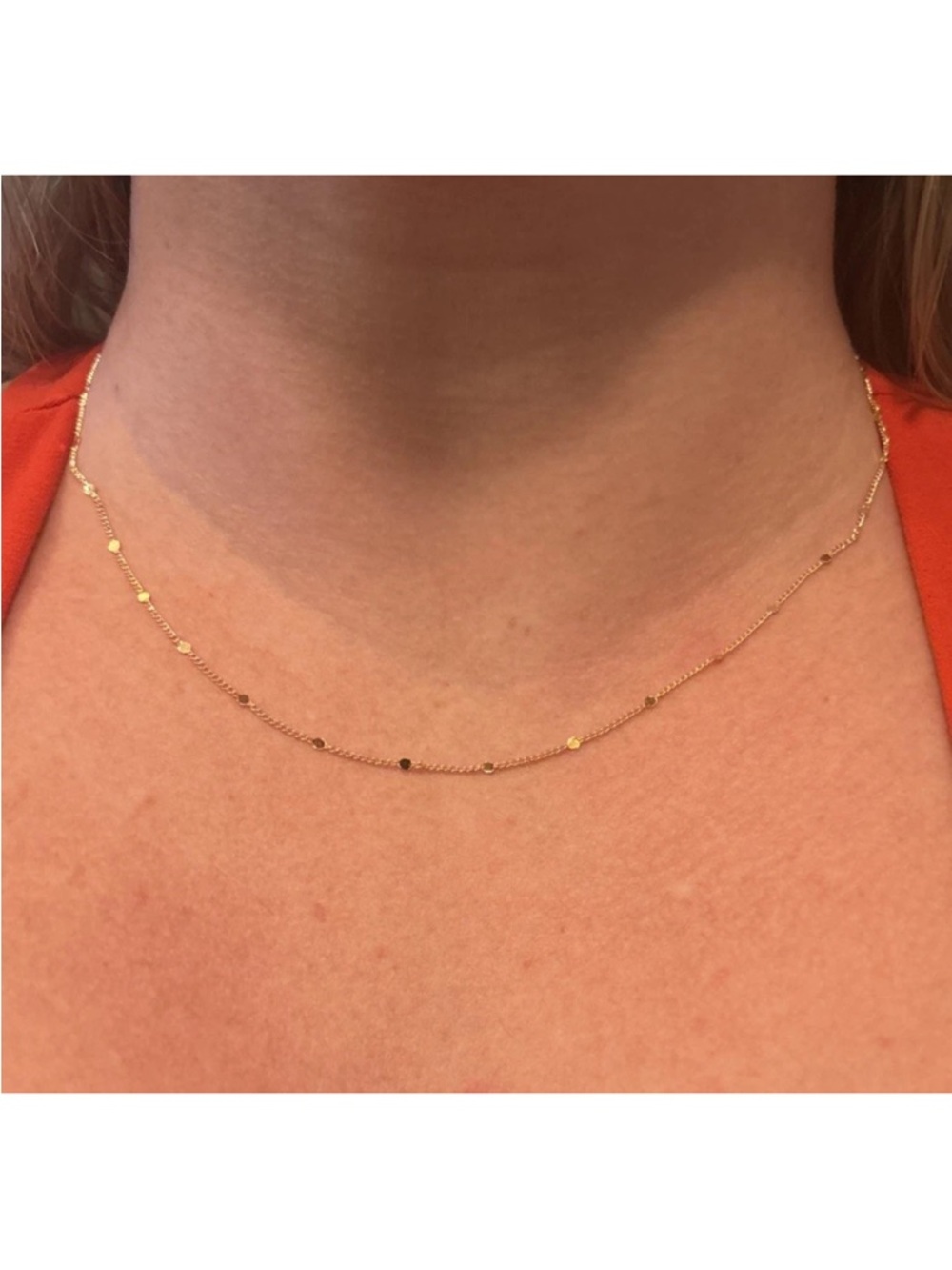 18K Gold Plated Dainty Satellite Chain Necklace Minimal Gold Dot Chain